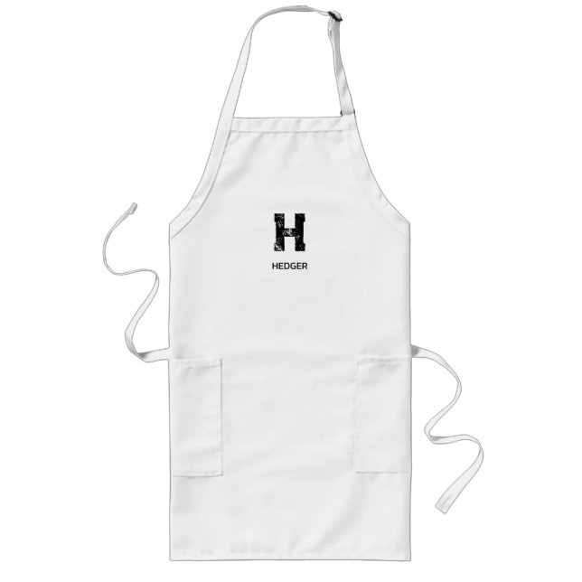 MINIMALISTISK SVART EN BOKSTAV MONOGRAM NAMN VIT LÅNGT FÖRKLÄDE (Framsidan)
