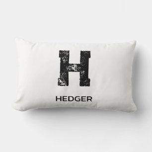 MINIMALISTISK SVART EN BOKSTAV MONOGRAM NAMN VIT LUMBARKUDDE