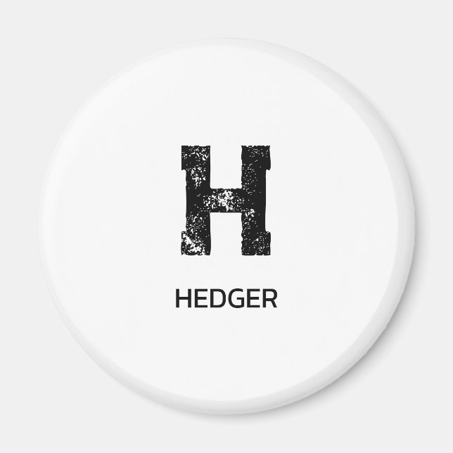 MINIMALISTISK SVART EN BOKSTAV MONOGRAM NAMN VIT MAGNET (Framsidan)