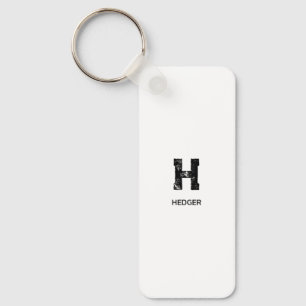 MINIMALISTISK SVART EN BOKSTAV MONOGRAM NAMN VIT NYCKELRING