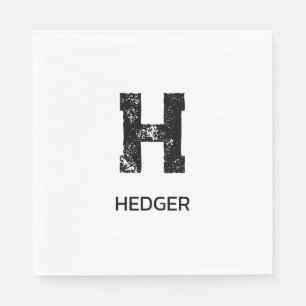 MINIMALISTISK SVART EN BOKSTAV MONOGRAM NAMN VIT PAPPERSSERVETT
