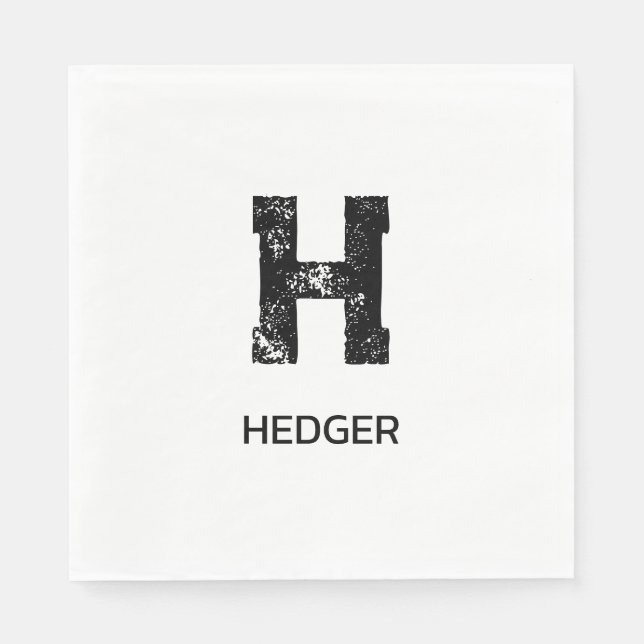 MINIMALISTISK SVART EN BOKSTAV MONOGRAM NAMN VIT PAPPERSSERVETT (Framsidan)