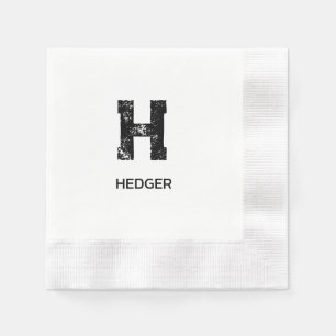 MINIMALISTISK SVART EN BOKSTAV MONOGRAM NAMN VIT PAPPERSSERVETT