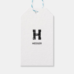 MINIMALISTISK SVART EN BOKSTAV MONOGRAM NAMN VIT PRESENTETIKETT