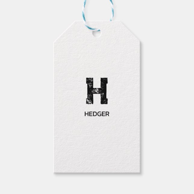 MINIMALISTISK SVART EN BOKSTAV MONOGRAM NAMN VIT PRESENTETIKETT (Framsidan)