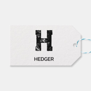 MINIMALISTISK SVART EN BOKSTAV MONOGRAM NAMN VIT PRESENTETIKETT