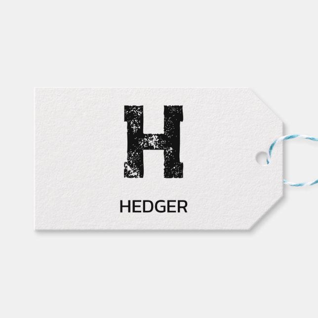 MINIMALISTISK SVART EN BOKSTAV MONOGRAM NAMN VIT PRESENTETIKETT (Framsidan (Horisontell))