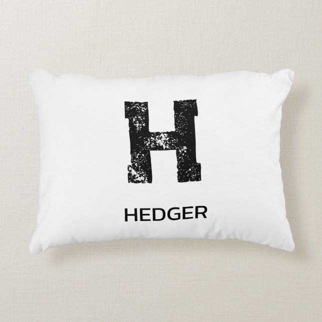 MINIMALISTISK SVART EN BOKSTAV MONOGRAM NAMN VIT PRYDNADSKUDDE (Framsidan)