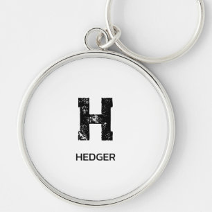 MINIMALISTISK SVART EN BOKSTAV MONOGRAM NAMN VIT RUND SILVERFÄRGAD NYCKELRING