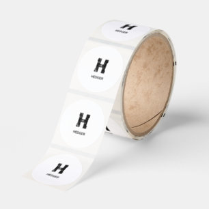 MINIMALISTISK SVART EN BOKSTAV MONOGRAM NAMN VIT RUNT KLISTERMÄRKE