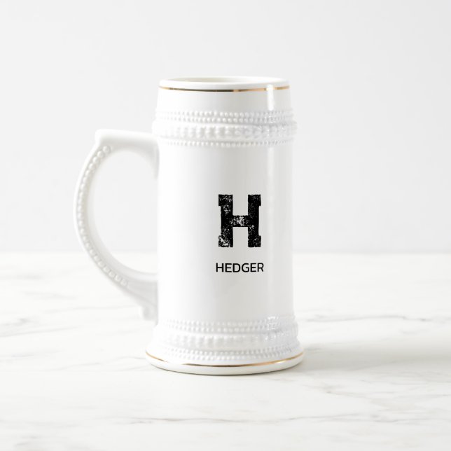 MINIMALISTISK SVART EN BOKSTAV MONOGRAM NAMN VIT SEJDEL (Vänster)