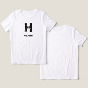 MINIMALISTISK SVART EN BOKSTAV MONOGRAM NAMN VIT T SHIRT