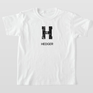 MINIMALISTISK SVART EN BOKSTAV MONOGRAM NAMN VIT T SHIRT