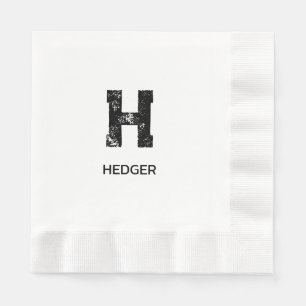 MINIMALISTISK SVART ENBOKSTAVS MONOGRAM NAMN VIT PAPPERSSERVETT