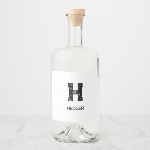 MINIMALISTISK SVART ENBOKSTAVS MONOGRAM NAMN VIT SPRITFLASKOR ETIKETT