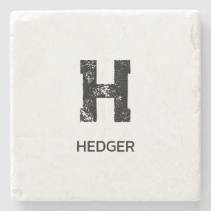 MINIMALISTISK SVART ENBOKSTAVS MONOGRAM NAMN VIT STENUNDERLÄGG