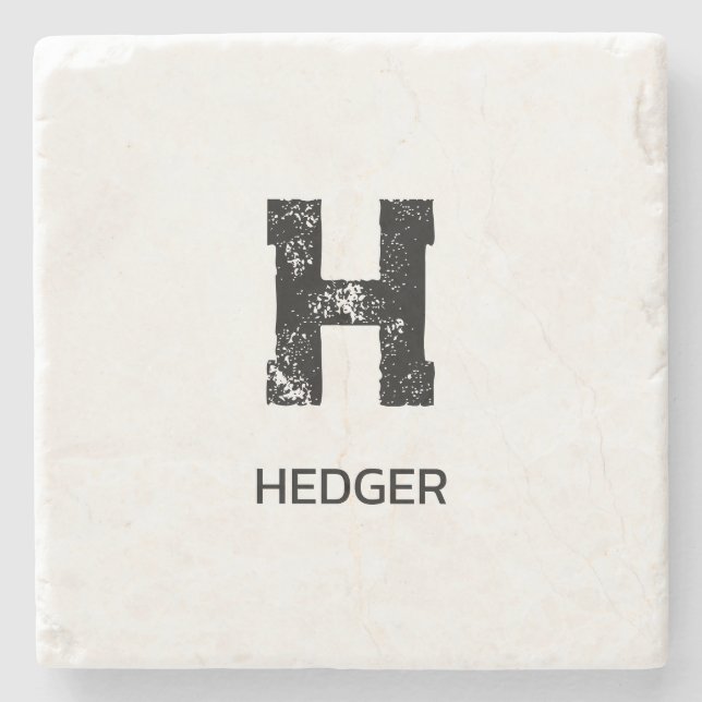 MINIMALISTISK SVART ENBOKSTAVS MONOGRAM NAMN VIT STENUNDERLÄGG (Framsidan)