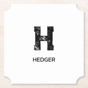 MINIMALISTISK SVART ENBOKSTAVS MONOGRAM NAMN VIT UNDERLÄGG PAPPER