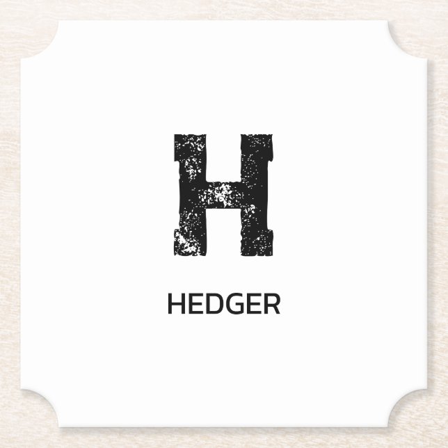 MINIMALISTISK SVART ENBOKSTAVS MONOGRAM NAMN VIT UNDERLÄGG PAPPER (Framsida)