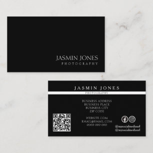 Minimalistisk svart fotografi QR-kod Visitkort