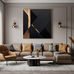 Minimalistisk Svart Geometrisk Lyx i Guld Canvastryck