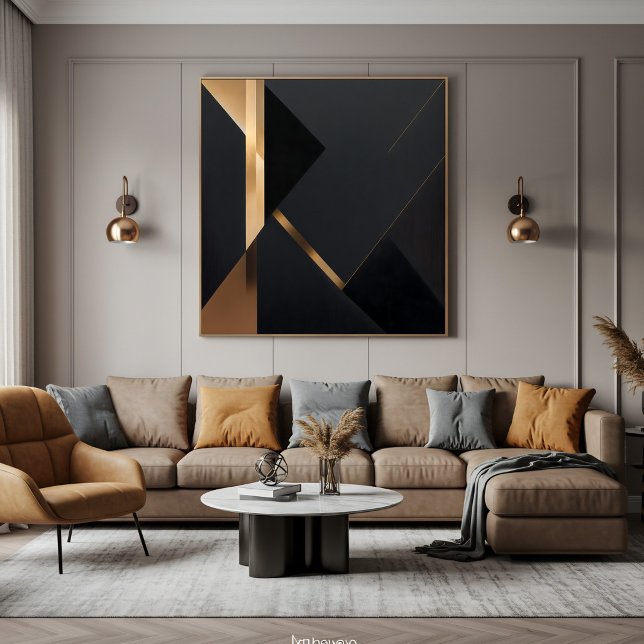Minimalistisk Svart Geometrisk Lyx i Guld Canvastryck (Skapare uppladdad)