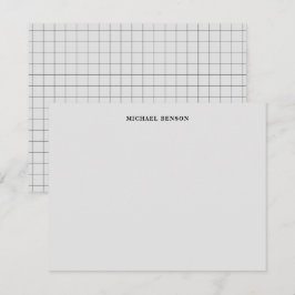 Minimalistisk svart grå rutnätsmonogram för proffs anteckningskort