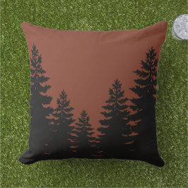 Minimalistisk svart gräs-silhuette brun kudde