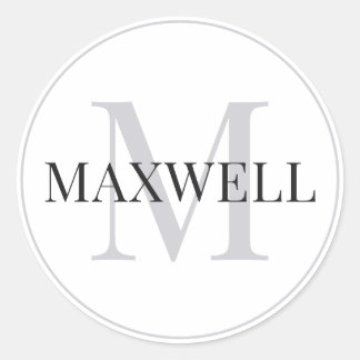 Minimalistisk svart Grått-Anpassningsbar, Monogram Runt Klistermärke