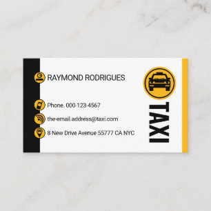Minimalistisk svart gul taxi-ränder körning visitkort
