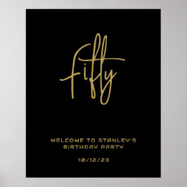 Minimalistisk svart guld femtio födelsedags välkom poster