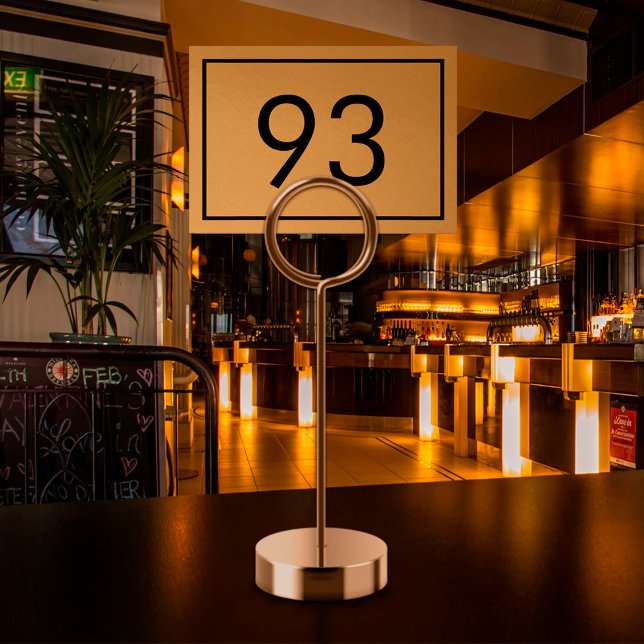 Minimalistisk svart guld folie bokstavs restaurang bordsnummer (Restaurant Minimalist Black Gold Foil Lettering Table Number)