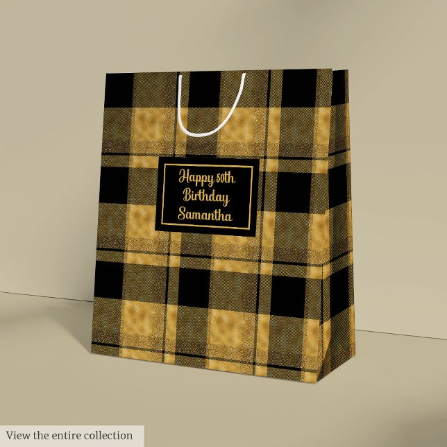 Minimalistisk svart guld glitter bröllopsgåvpåse (Minimalist Black Gold Glitter Wedding Gift Bag)