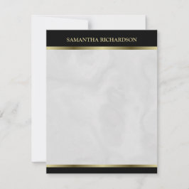 Minimalistisk svart Guld och Grått Marble Namn Anteckningskort