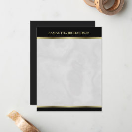 Minimalistisk svart Guld och Grått Marble Namn Anteckningskort