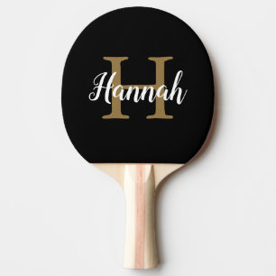 Minimalistisk svart Guld-skript, Monogram Namn Pingisracket