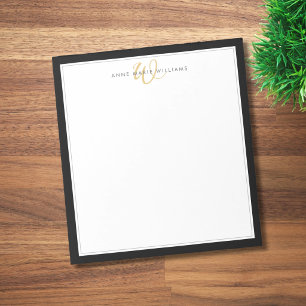 Minimalistisk svart guld två gräns monogram anteckningsblock