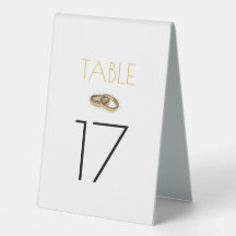 Minimalistisk svart guld vigselbord nummerkort