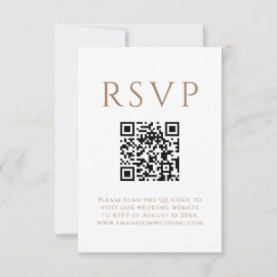Minimalistisk svart guldtext QR-kod bröllop OSA Kort
