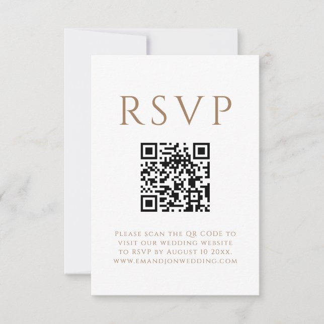 Minimalistisk svart guldtext QR-kod bröllop OSA Kort (Framsida)