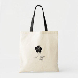 Minimalistisk svart hibiskusblomma estetisk tote p tygkasse