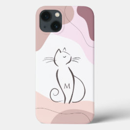 Minimalistisk svart katt boho organiska former mon