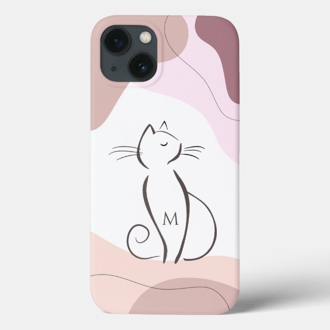 Minimalistisk svart katt boho organiska former mon (Baksida)