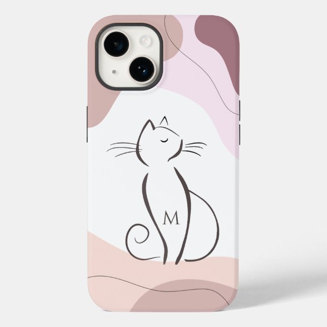 Minimalistisk svart katt boho organiska former mon (Baksida)