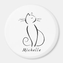 Minimalistisk svart katt på vitt lägg till namn