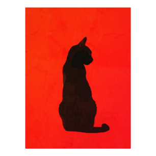 Minimalistisk svart katt Silhuett Modern röd konst Fototryck