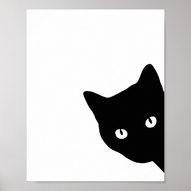 Minimalistisk svart katt siluett som tittar in poster (Framsidan)