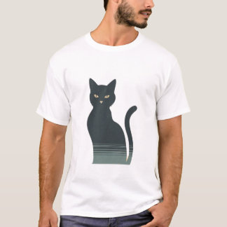 Minimalistisk svart kattretro-estetisk design t shirt