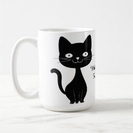Minimalistisk svart kattserie Rollig kattillustrat Kaffemugg