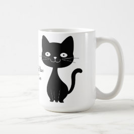 Minimalistisk svart kattserie Rollig kattillustrat Kaffemugg
